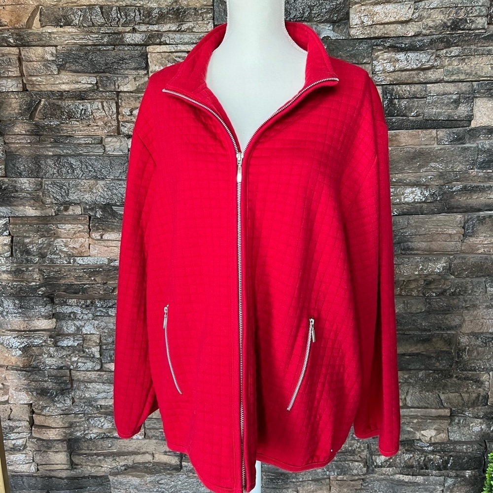 Karen Scott Vibrant Red Bomber Jacket